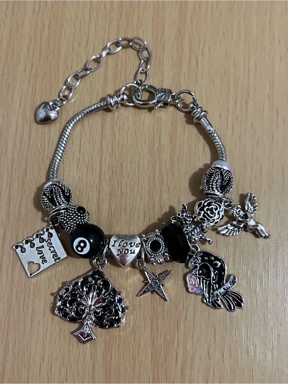 !it jeans Silver Charm Bracelet with Black Beads